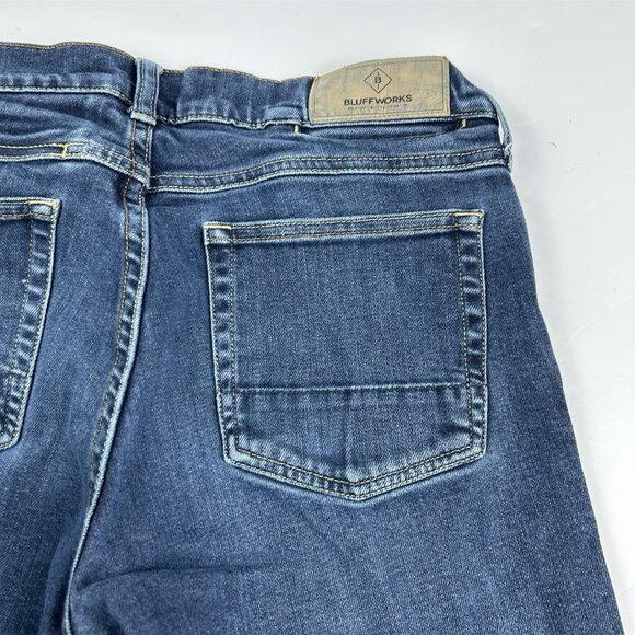 Bluffworks Jeans Men 30x32  (30x30.5) Blue Departure 2.0 Slim Fit Denim Stretch - Picture 12 of 15